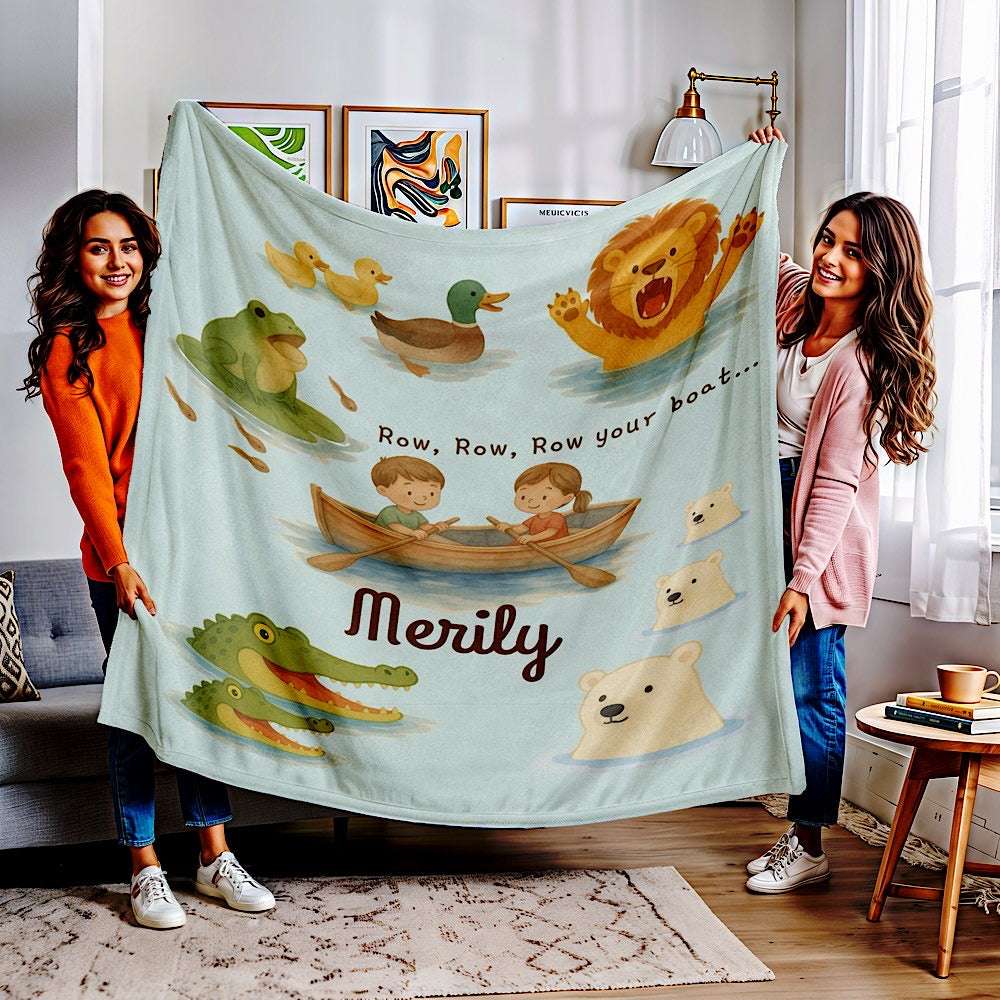 Personalized Baby & Kids Blanket - Row, Row, Row Your Boat Theme by IROHA studio