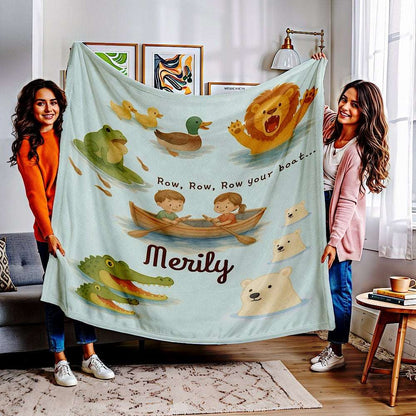Personalized Baby & Kids Blanket - Row, Row, Row Your Boat Theme by IROHA studio
