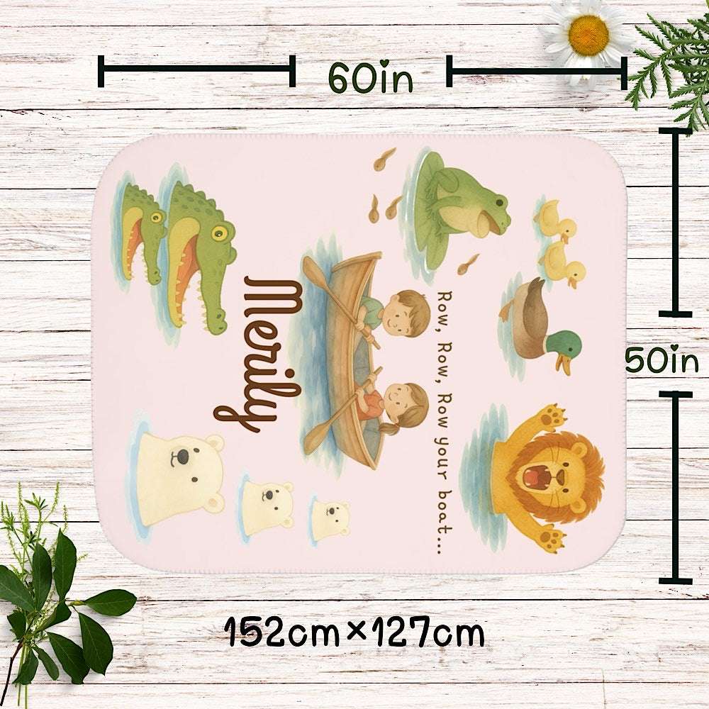 Personalized Baby & Kids Blanket - Row, Row, Row Your Boat Theme by IROHA studio