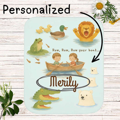 Personalized Baby & Kids Blanket - Row, Row, Row Your Boat Theme by IROHA studio