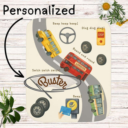 Personalized Baby & Kids Blanket - The Wheels on the Bus Theme by IROHA-studio