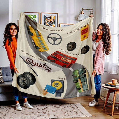 Personalized Baby & Kids Blanket - The Wheels on the Bus Theme by IROHA-studio