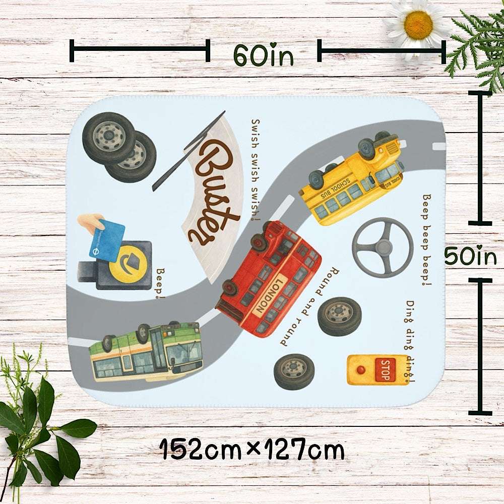 Personalized Baby & Kids Blanket - The Wheels on the Bus Theme by IROHA-studio