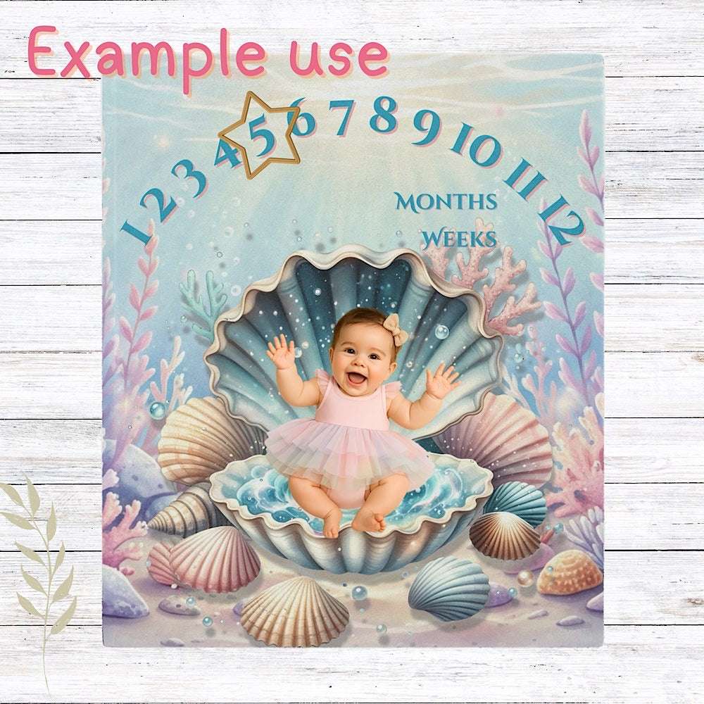 Baby Milestone Blanket Under the Sea Theme - Original (No Name) by IROHA studio