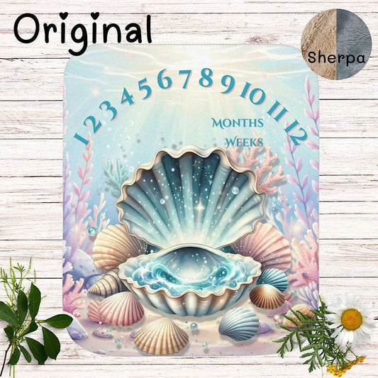 Baby Milestone Blanket Under the Sea Theme - Original (No Name) 50" × 60" by IROHA studio