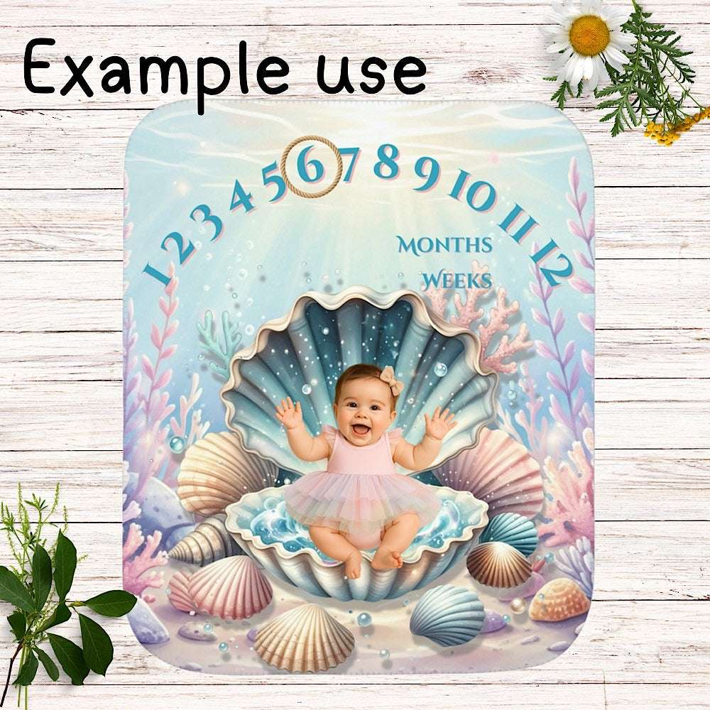 Baby Milestone Blanket Under the Sea Theme - Original (No Name) by IROHA studio