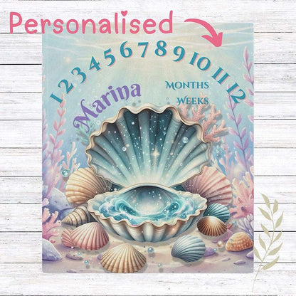 Personalised Baby Milestone Blanket - Under the Sea Theme (With Name) 50" × 60" White by IROHA-studio
