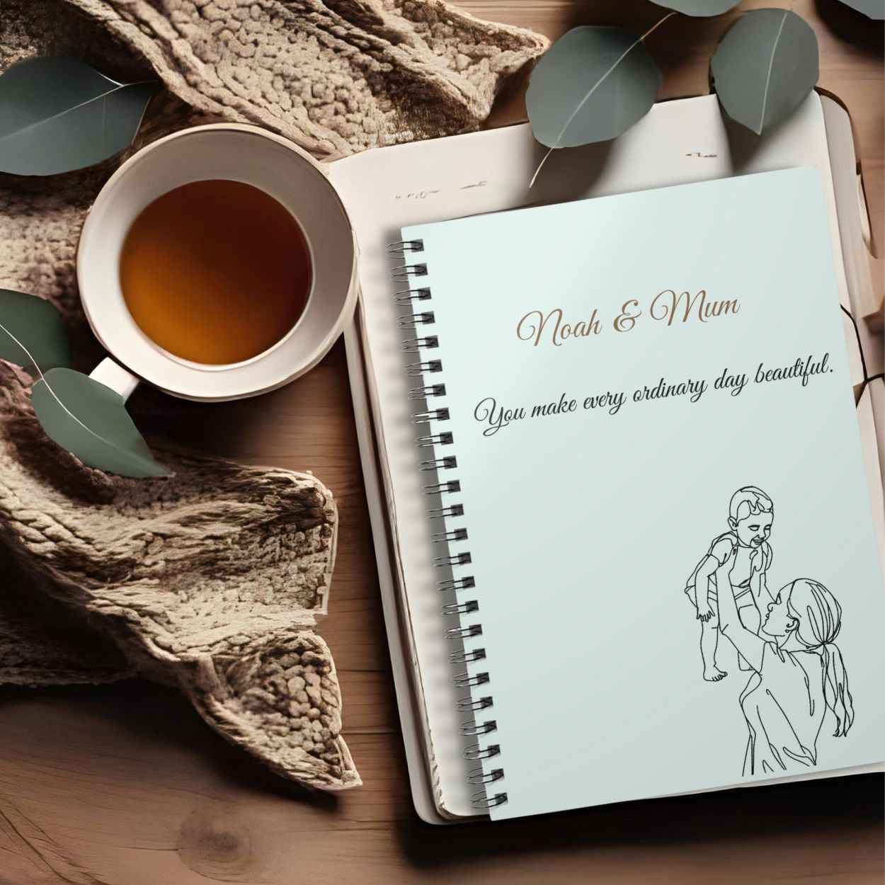 Personalised Mum & Son Journal – “You Make Every Ordinary Day Beautiful” | Free UK Shipping A5 Lined by IROHA-studio