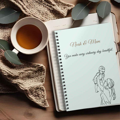 Personalised Mum & Son Journal – “You Make Every Ordinary Day Beautiful” | Free UK Shipping A5 Lined by IROHA-studio
