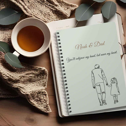 Personalised Dad & Daughter Journal – “You’ll Outgrow My Hand, But Never My Heart” | Free UK Shipping A5 Lined by IROHA-studio
