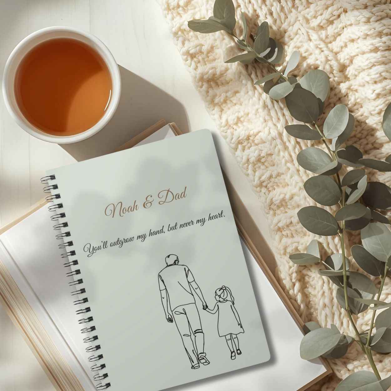 Personalised Dad & Daughter Journal – “You’ll Outgrow My Hand, But Never My Heart” | Free UK Shipping by IROHA-studio