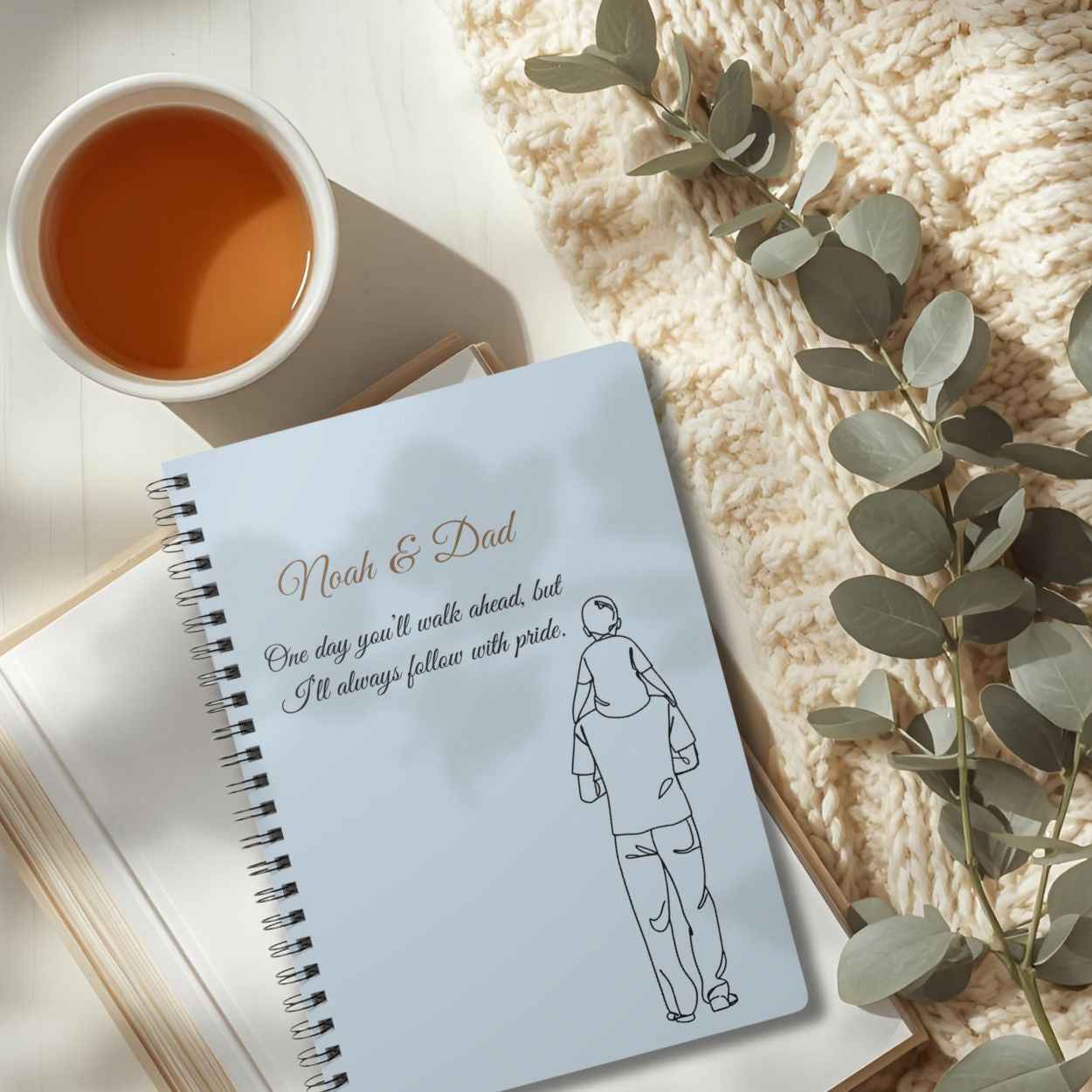 Personalised Dad & Son Journal – “One Day You’ll Walk Ahead, But I’ll Always Follow With Pride” | Free UK Shipping by IROHA-studio