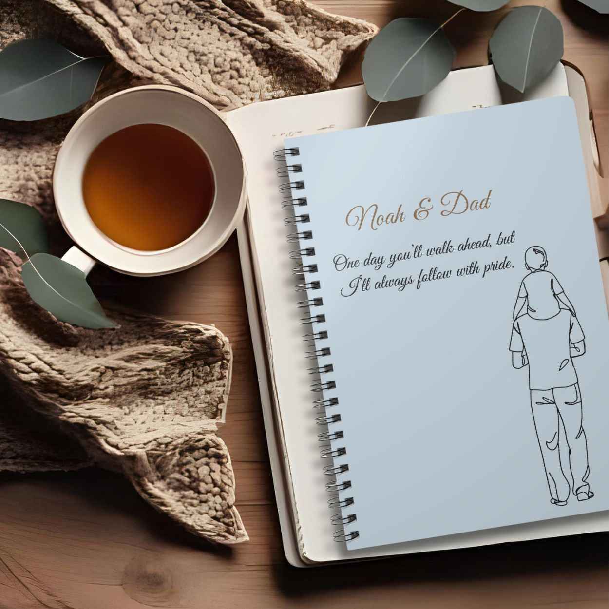 Personalised Dad & Son Journal – “One Day You’ll Walk Ahead, But I’ll Always Follow With Pride” | Free UK Shipping A5 Lined by IROHA-studio