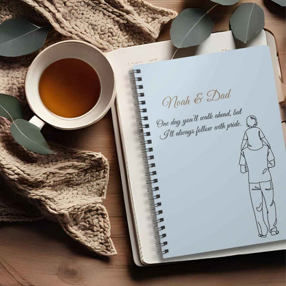 Personalised Dad & Son Journal – “One Day You’ll Walk Ahead, But I’ll Always Follow With Pride” | Free UK Shipping A5 Lined by IROHA-studio