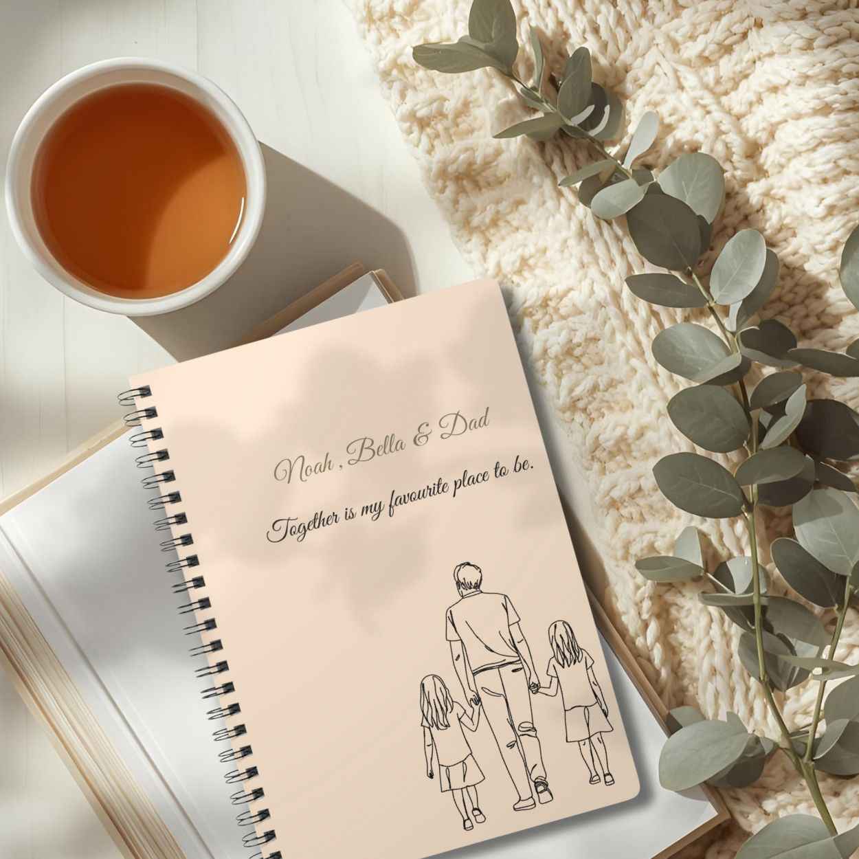Personalised Dad & Daughters Journal – “Together Is My Favourite Place to Be” | Free UK Shipping by IROHA-studio