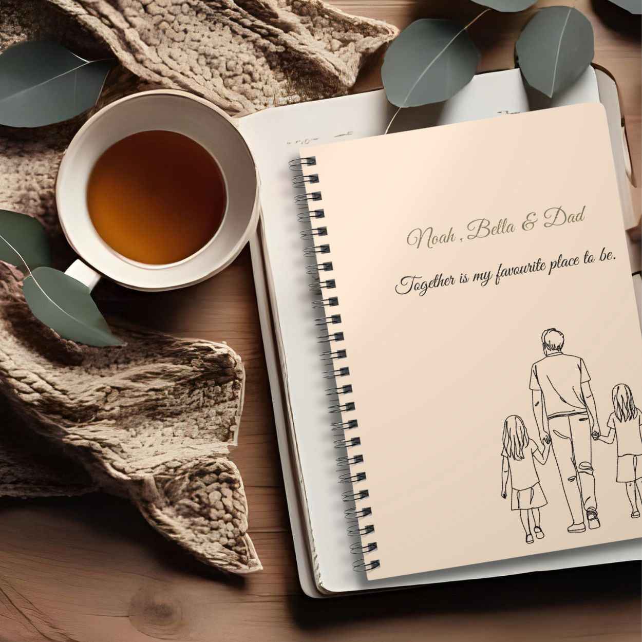 Personalised Dad & Daughters Journal – “Together Is My Favourite Place to Be” | Free UK Shipping A5 Lined by IROHA-studio