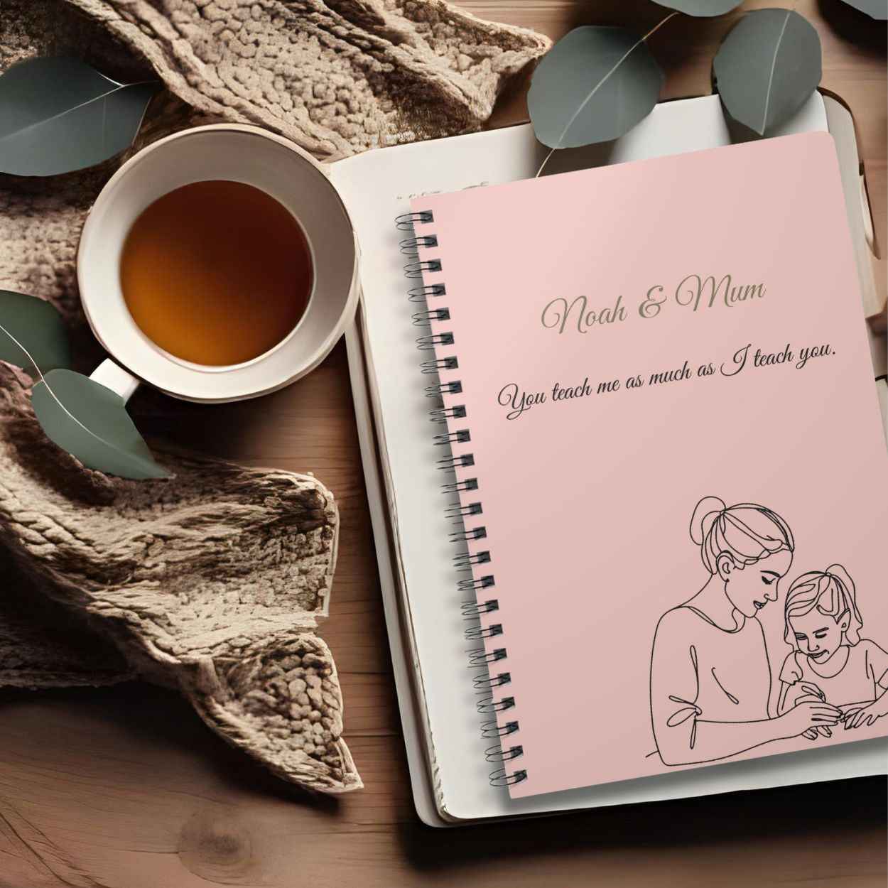 Personalised Mum & Daughter Journal – “You Teach Me As Much As I Teach You” | Free UK Shipping A5 Lined by IROHA-studio