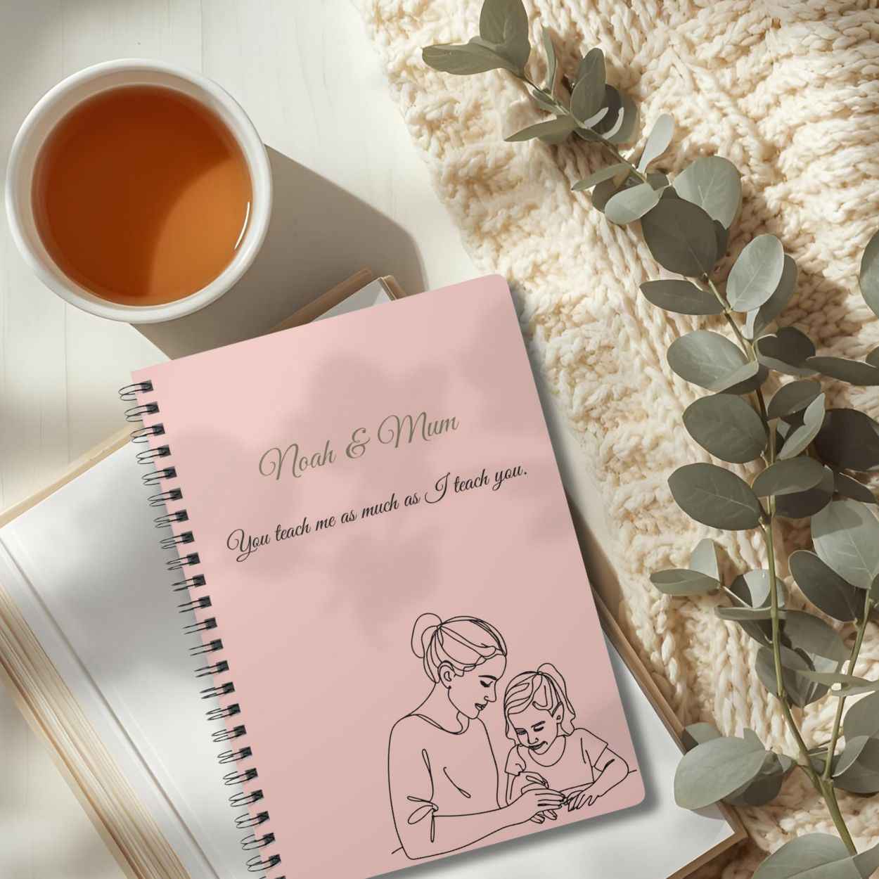 Personalised Mum & Daughter Journal – “You Teach Me As Much As I Teach You” | Free UK Shipping by IROHA-studio