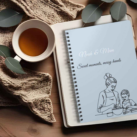 Personalised Mum & Son Journal – “Sweet Moments, Messy Hands” | Free UK Shipping A5 Lined by IROHA-studio