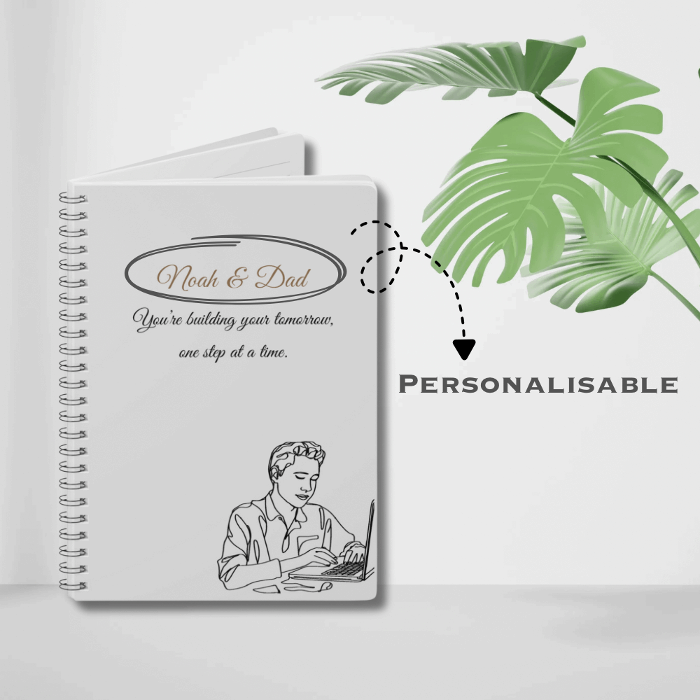 Personalised Dad & Son Journal – “You’re Building Your Tomorrow, One Step at a Time” | Free UK Shipping by IROHA-studio