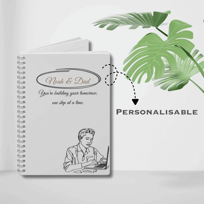 Personalised Dad & Son Journal – “You’re Building Your Tomorrow, One Step at a Time” | Free UK Shipping by IROHA-studio