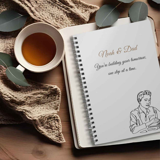 Personalised Dad & Son Journal – “You’re Building Your Tomorrow, One Step at a Time” | Free UK Shipping A5 Lined by IROHA-studio