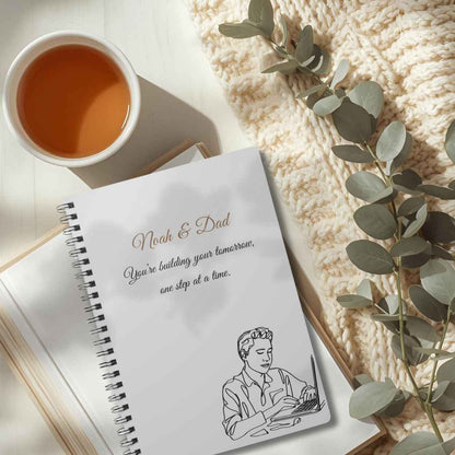 Personalised Dad & Son Journal – “You’re Building Your Tomorrow, One Step at a Time” | Free UK Shipping by IROHA-studio