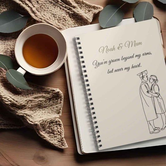 Personalised Mum & Son Journal – “You’ve Grown Beyond My Arms, but Never My Heart” | Free UK Shipping A5 Lined by IROHA-studio