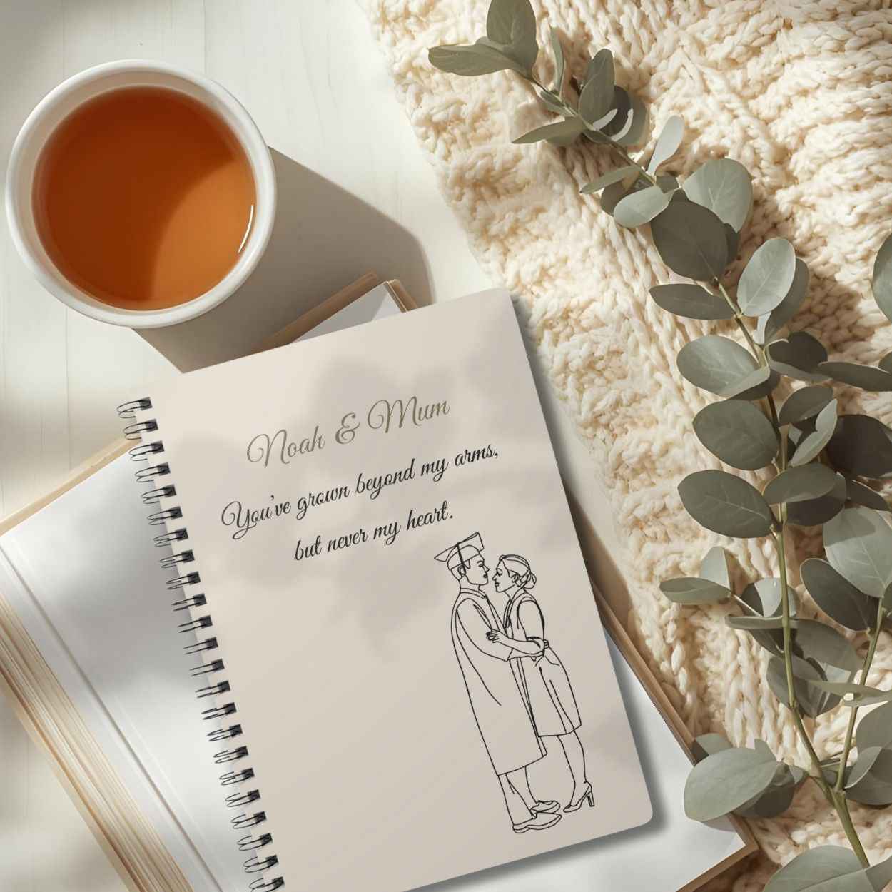 Personalised Mum & Son Journal – “You’ve Grown Beyond My Arms, but Never My Heart” | Free UK Shipping by IROHA-studio