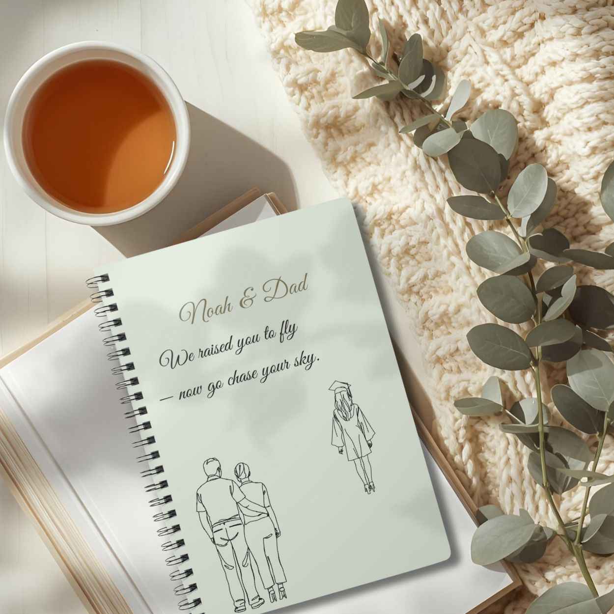 Personalised Dad & Daughter Journal – “We Raised You to Fly — Now Go Chase Your Sky” | Free UK Shipping by IROHA-studio