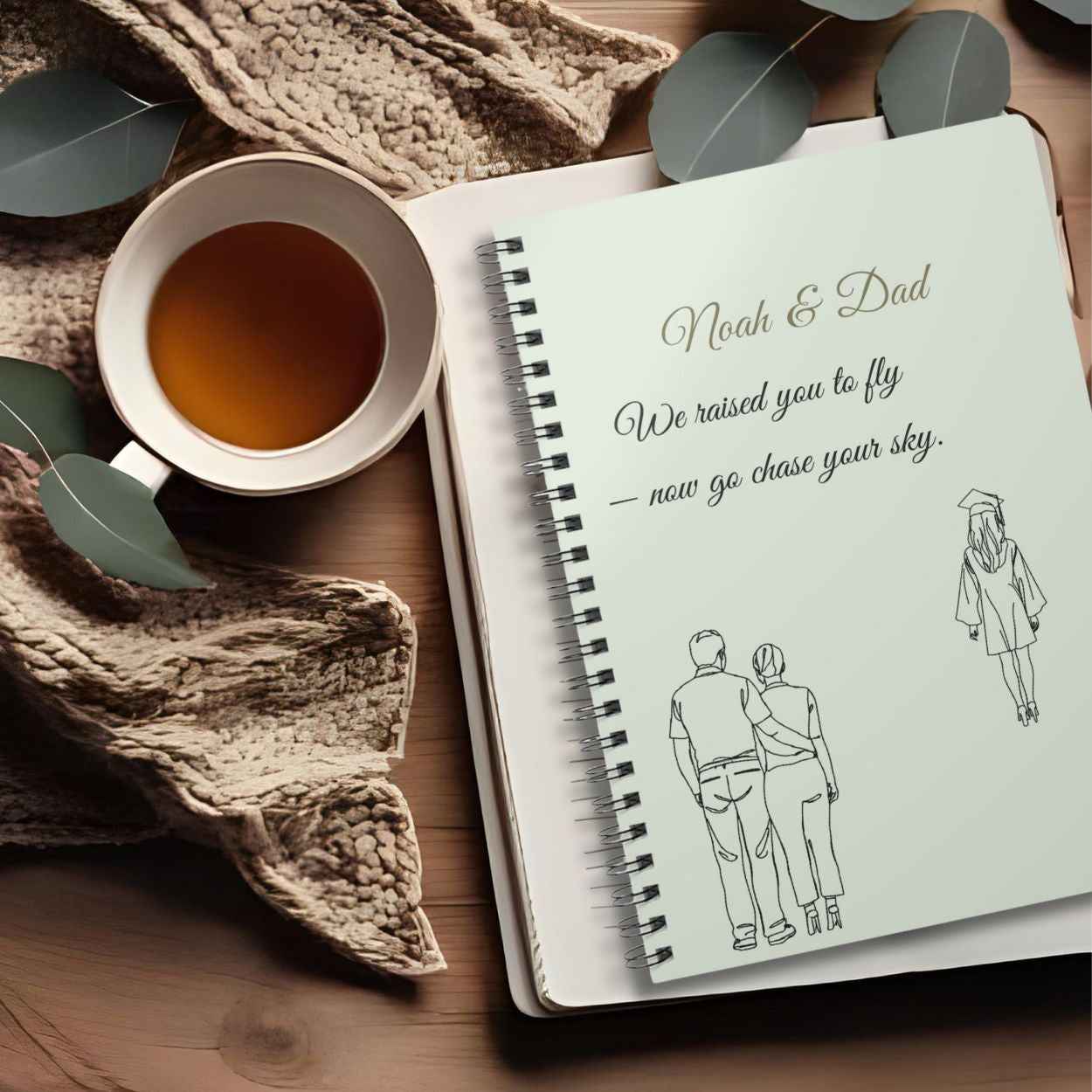 Personalised Dad & Daughter Journal – “We Raised You to Fly — Now Go Chase Your Sky” | Free UK Shipping A5 Lined by IROHA-studio