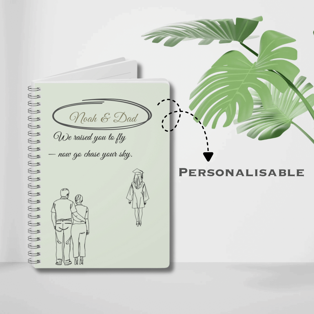 Personalised Dad & Daughter Journal – “We Raised You to Fly — Now Go Chase Your Sky” | Free UK Shipping by IROHA-studio