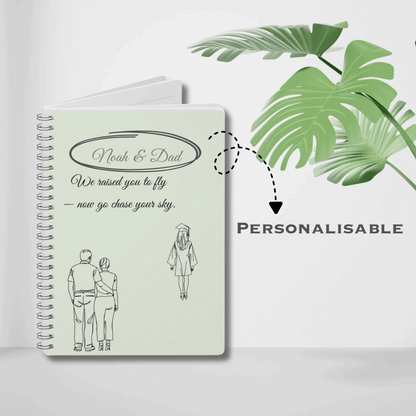 Personalised Dad & Daughter Journal – “We Raised You to Fly — Now Go Chase Your Sky” | Free UK Shipping by IROHA-studio