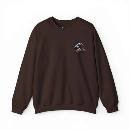 Great Wave Embroidery Sweatshirt - Japanese Hokusai Art Dark Chocolate by IROHA studio