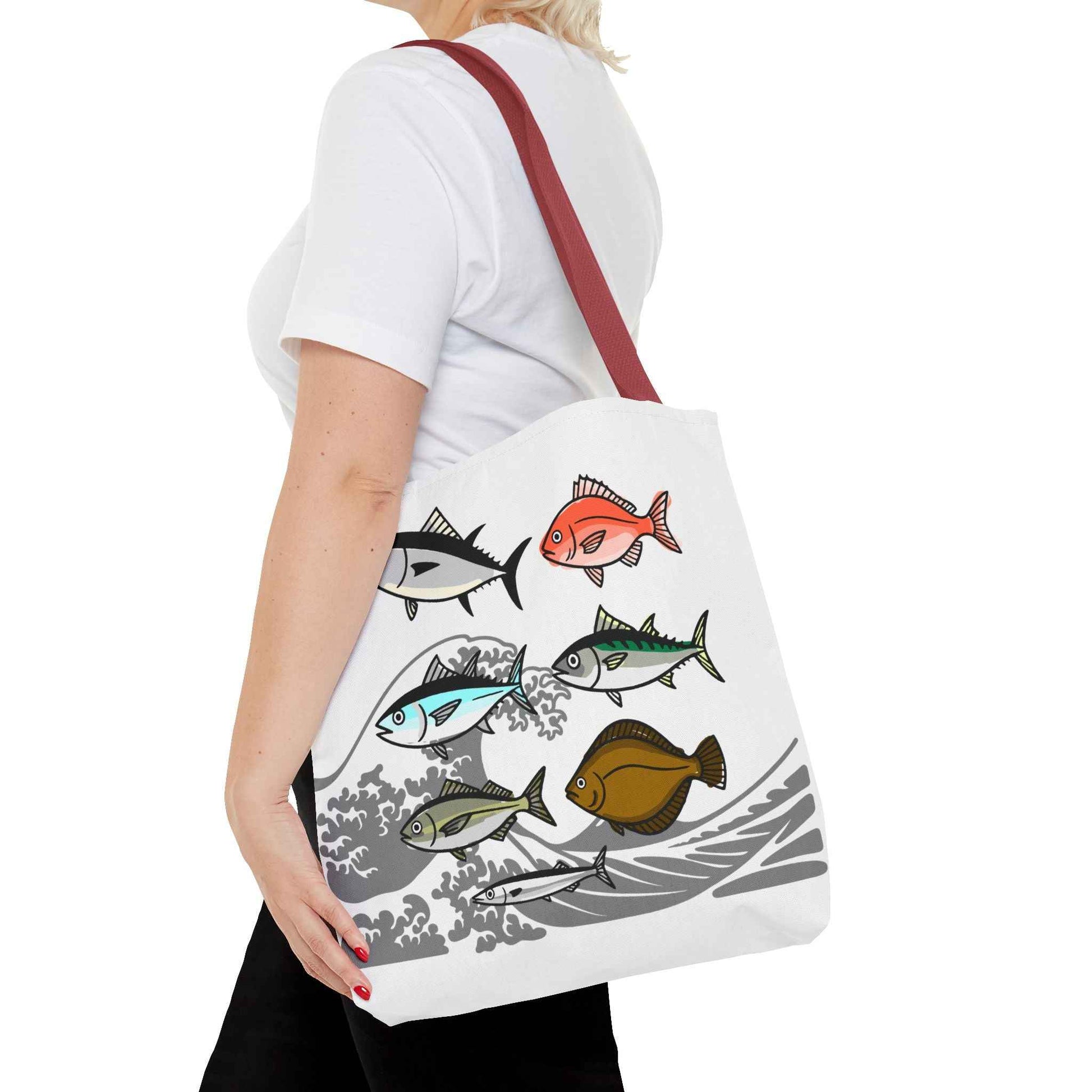 Fishermen Tote Bag- Japanese Fish Illustration Perfect for, Fishmongers and Ocean Lovers by IROHA studio