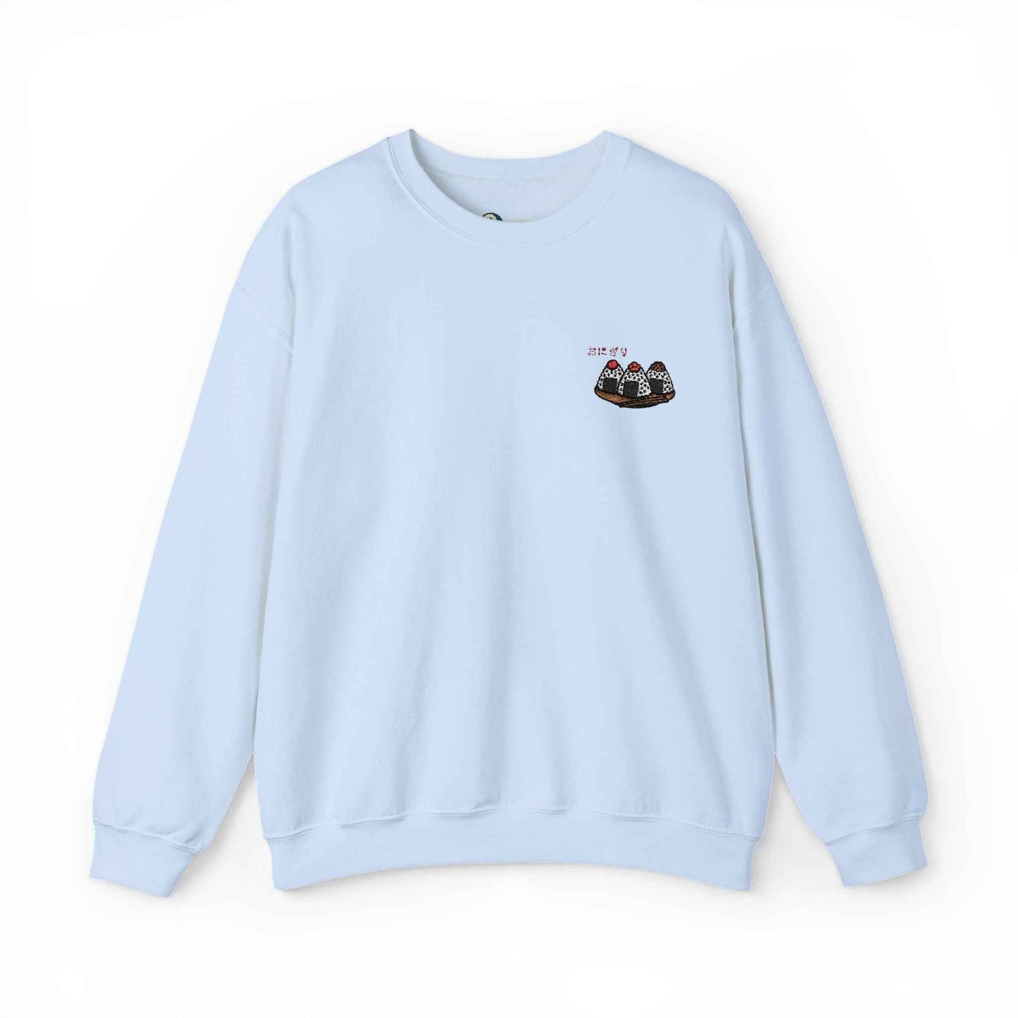 Rice Ball Embroidered Sweatshirt – Cute Japanese Food Design Light Blue by IROHA studio