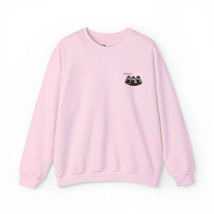 Rice Ball Embroidered Sweatshirt – Cute Japanese Food Design Light Pink by IROHA studio