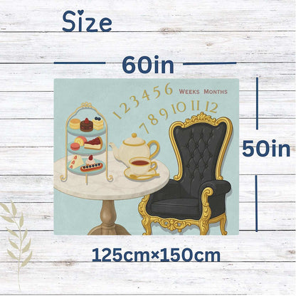 Personalised Baby Milestone Blanket - Afternoon Tea theme (With Name) by IROHA studio