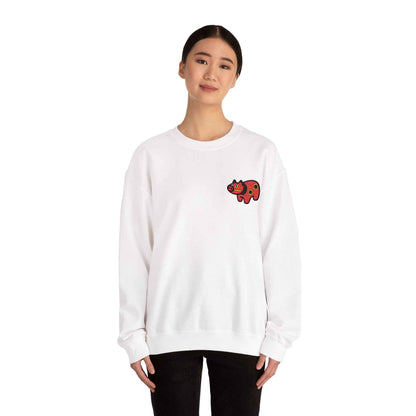 Akabeko Embroidery Sweatshirt - Japanese Lucky Cow by IROHA studio