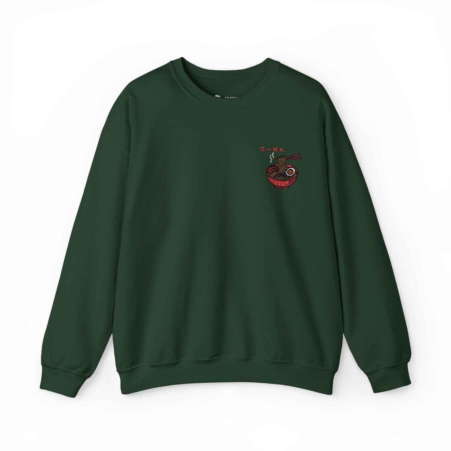 Ramen Embroidered Sweatshirt - Japanese food Design Forest Green by IROHA studio