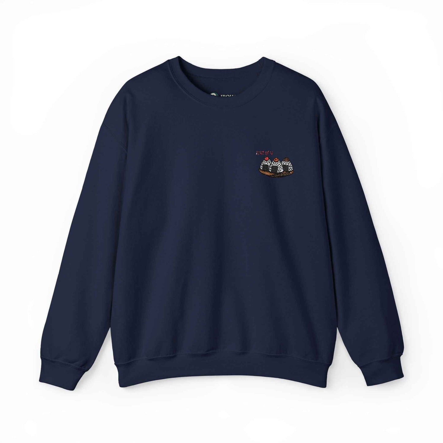 Rice Ball Embroidered Sweatshirt – Cute Japanese Food Design Navy by IROHA studio