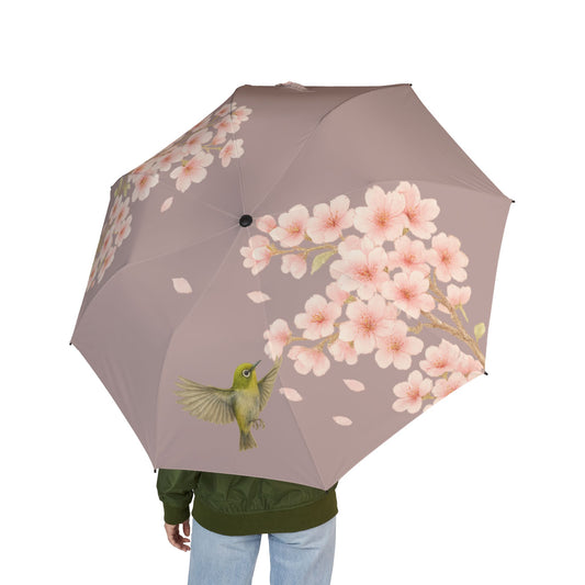 Photo of Blossom Grace Folding Umbrella (pink) Cherry Blossoms and Japanese Bird | Lightweight and Elegant from IROHA-STUDIO