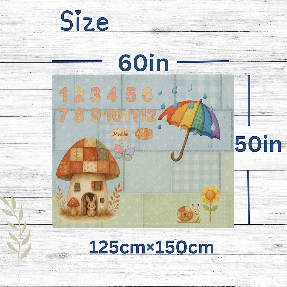 Personalised Baby Milestone Blanket - Bunny, Umbrella & Nature Design (With Name) by IROHA-studio