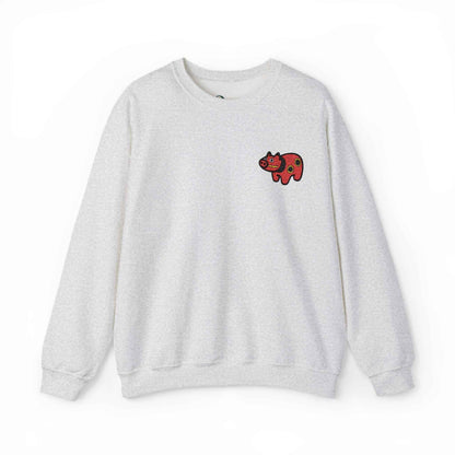 Akabeko Embroidery Sweatshirt - Japanese Lucky Cow Ash by IROHA studio