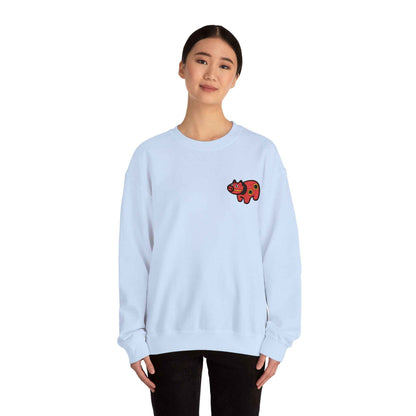 Akabeko Embroidery Sweatshirt - Japanese Lucky Cow by IROHA studio