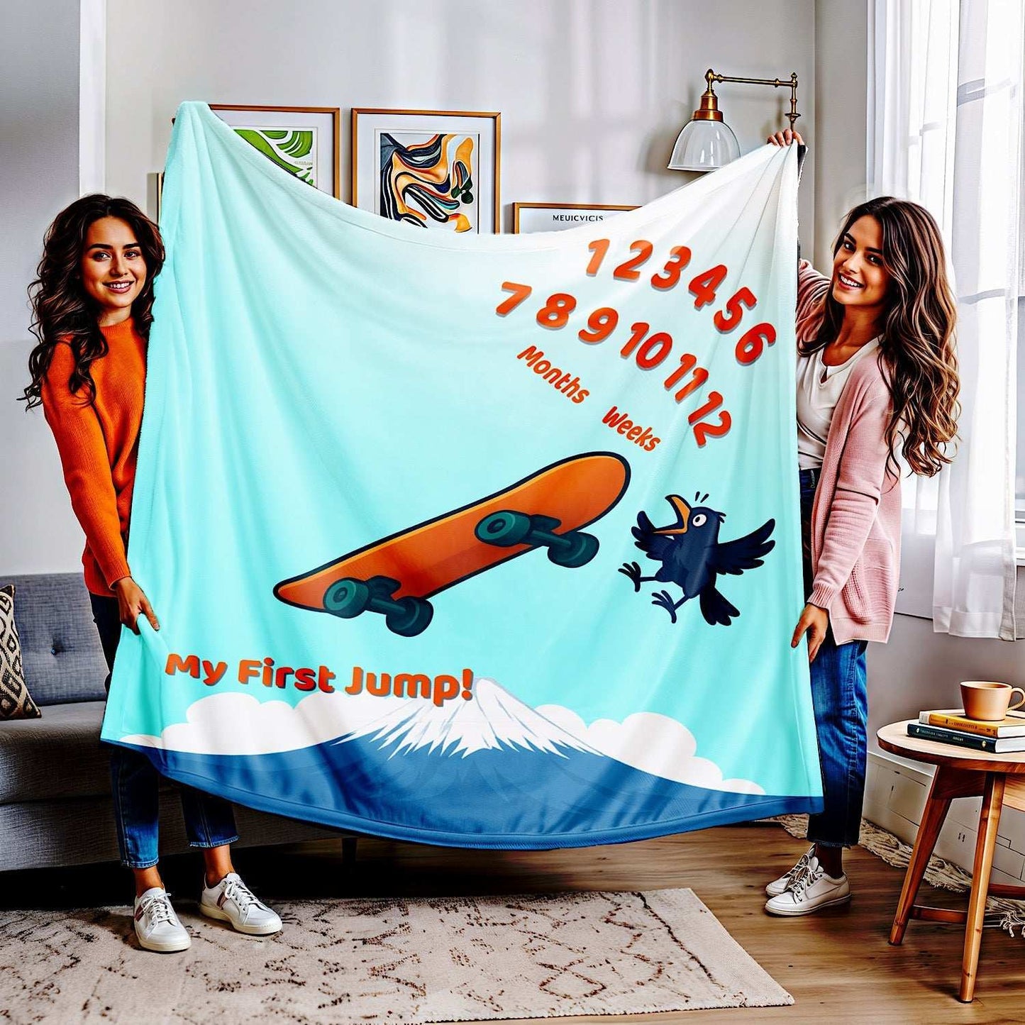 Baby Milestone Blanket Skateboard Theme - Original (No Name) by IROHA studio