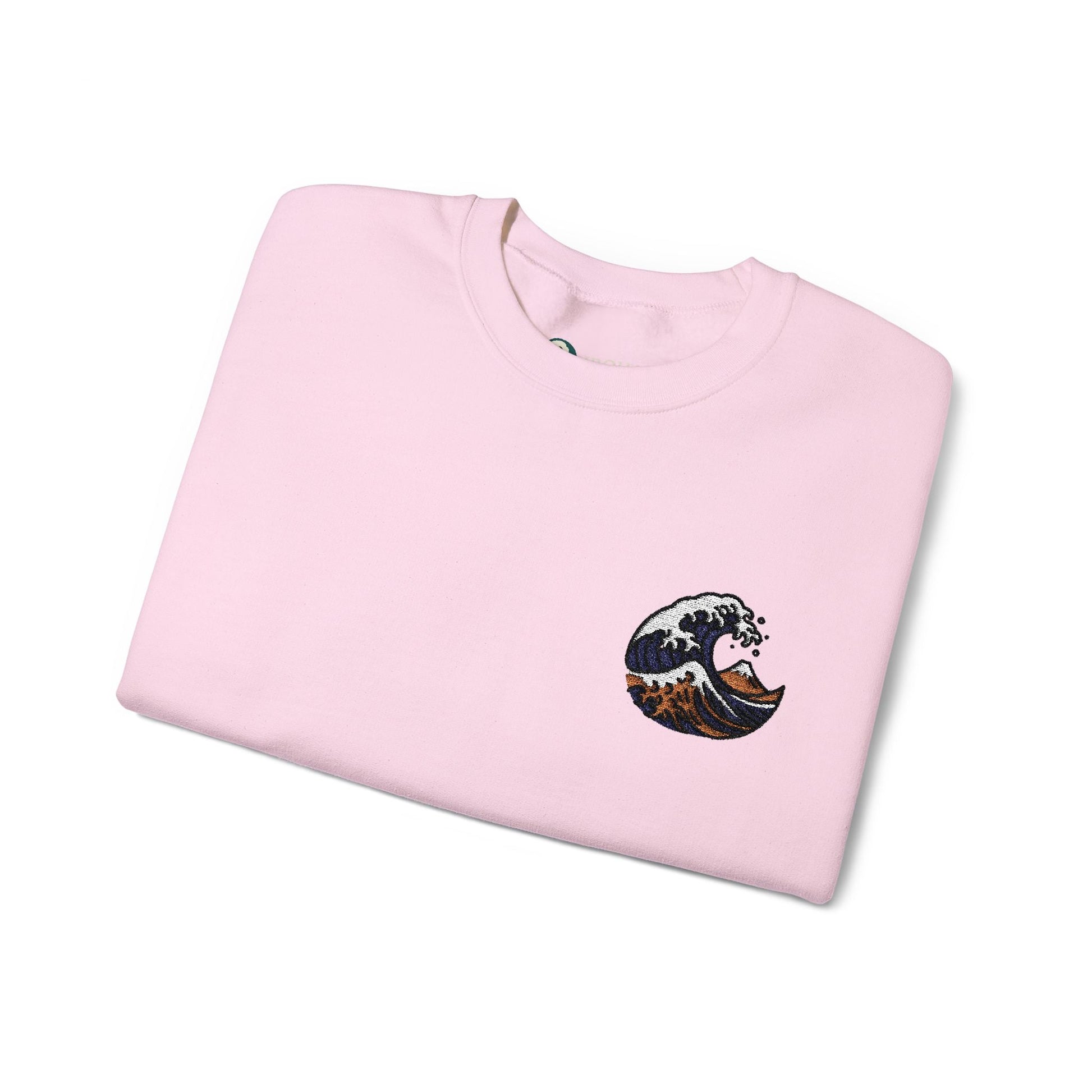 Great Wave Embroidery Sweatshirt - Japanese Hokusai Art by IROHA studio