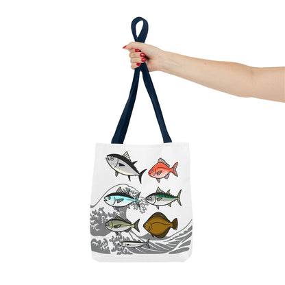 Fishermen Tote Bag- Japanese Fish Illustration Perfect for, Fishmongers and Ocean Lovers by IROHA studio