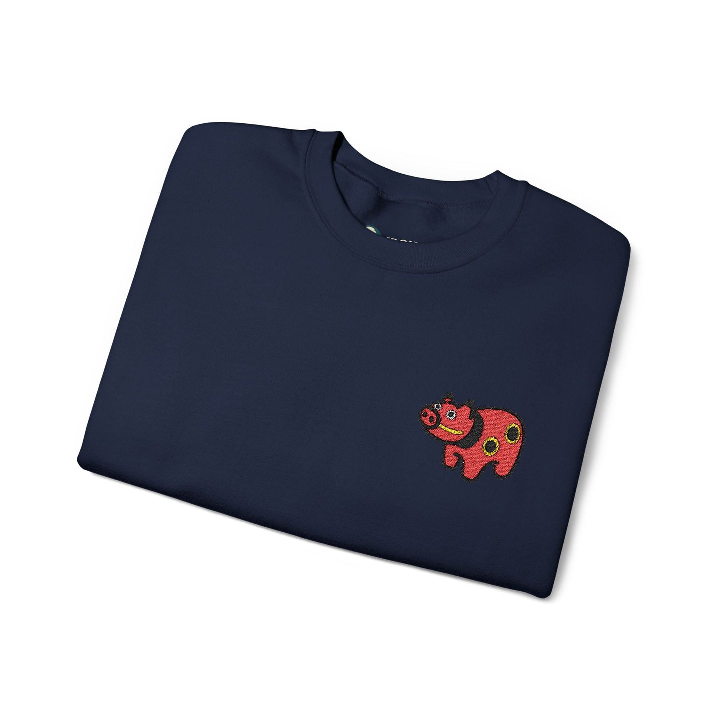Akabeko Embroidery Sweatshirt - Japanese Lucky Cow by IROHA studio