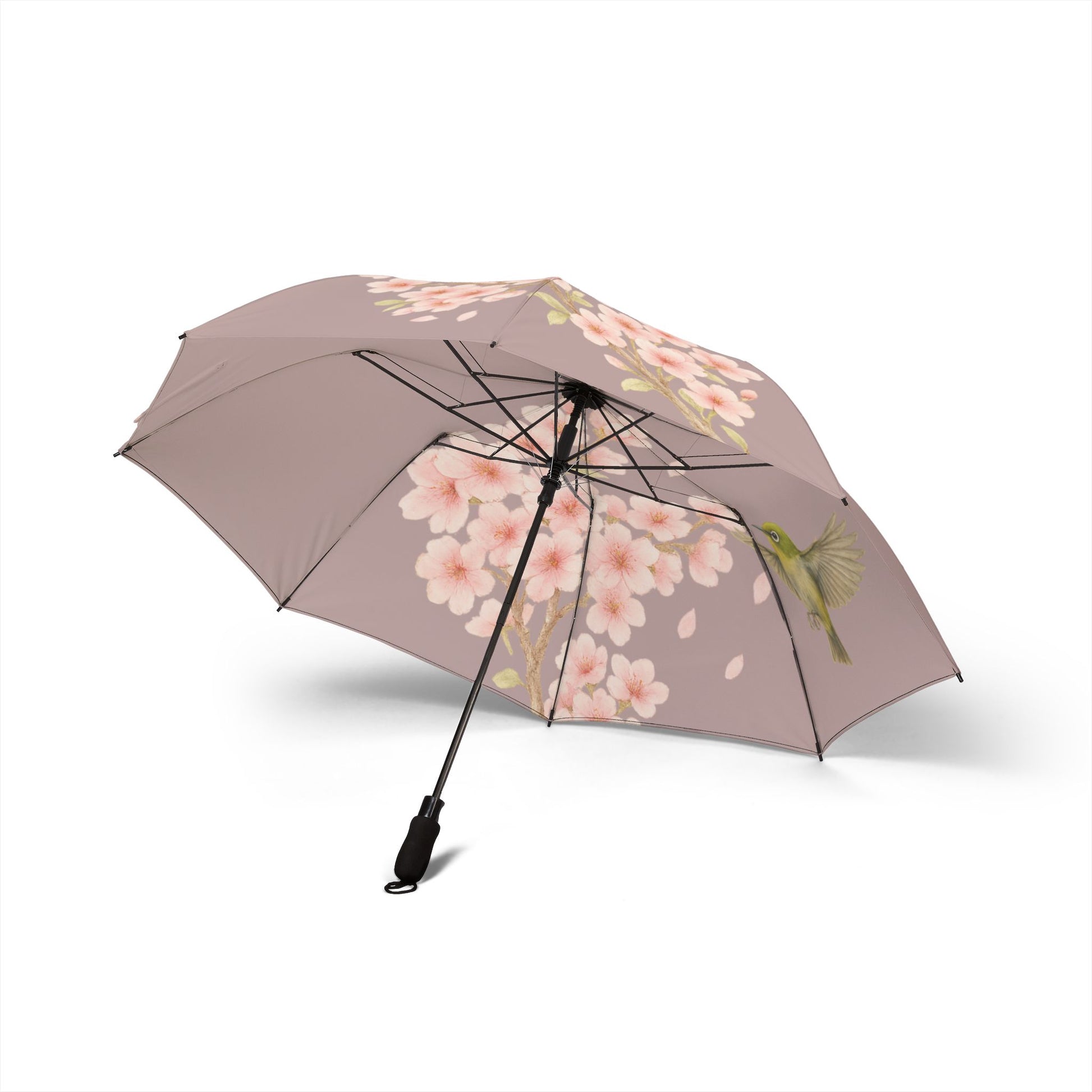 Photo of Blossom Grace Folding Umbrella (pink) Cherry Blossoms and Japanese Bird | Lightweight and Elegant from IROHA-STUDIO
